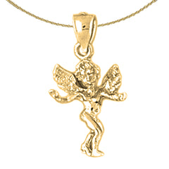 Colgante 3D de ángel de plata de ley (bañado en rodio o oro amarillo)