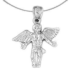 Colgante 3D de ángel de plata de ley (bañado en rodio o oro amarillo)