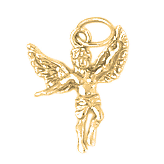 Yellow Gold-plated Silver Angel 3D Pendant