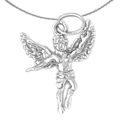 Sterling Silver Angel 3D Pendant (Rhodium or Yellow Gold-plated)