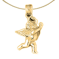 Colgante 3D de ángel de plata de ley (bañado en rodio o oro amarillo)