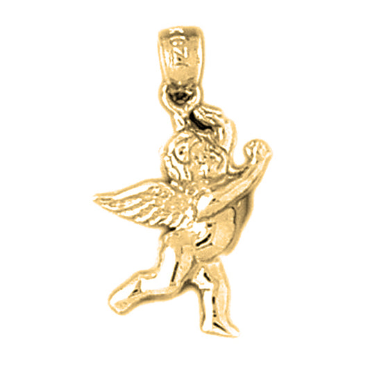 Yellow Gold-plated Silver Angel 3D Pendant