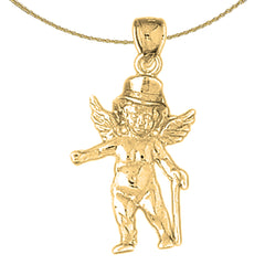 Sterling Silver Angel Pendant (Rhodium or Yellow Gold-plated)