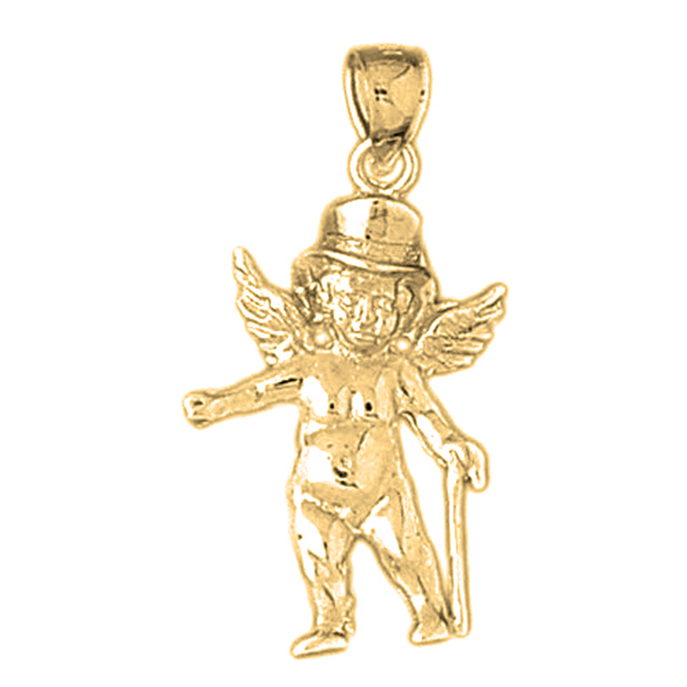 Yellow Gold-plated Silver Angel Pendant