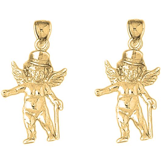 14K or 18K Gold 31mm Angel Earrings