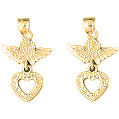 14K or 18K Gold 24mm Angel Earrings