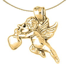 Sterling Silver Angel Pendant (Rhodium or Yellow Gold-plated)