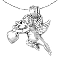 Sterling Silver Angel Pendant (Rhodium or Yellow Gold-plated)