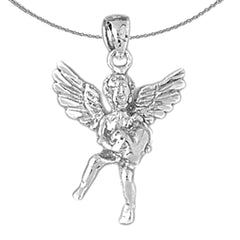 Sterling Silver Angel 3D Pendant (Rhodium or Yellow Gold-plated)