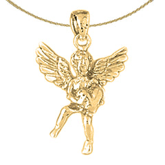 Sterling Silver Angel 3D Pendant (Rhodium or Yellow Gold-plated)