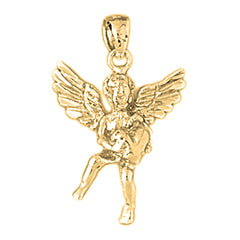 Yellow Gold-plated Silver Angel 3D Pendant