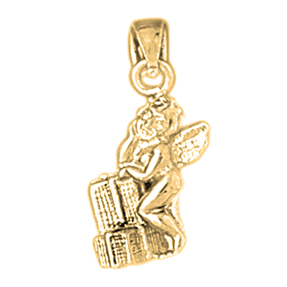 Yellow Gold-plated Silver Angel Pendant