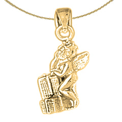 Sterling Silver Angel Pendant (Rhodium or Yellow Gold-plated)