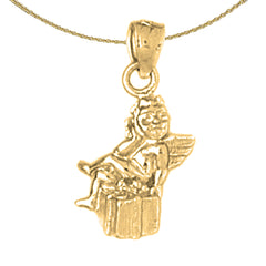 Sterling Silver Angel Pendant (Rhodium or Yellow Gold-plated)