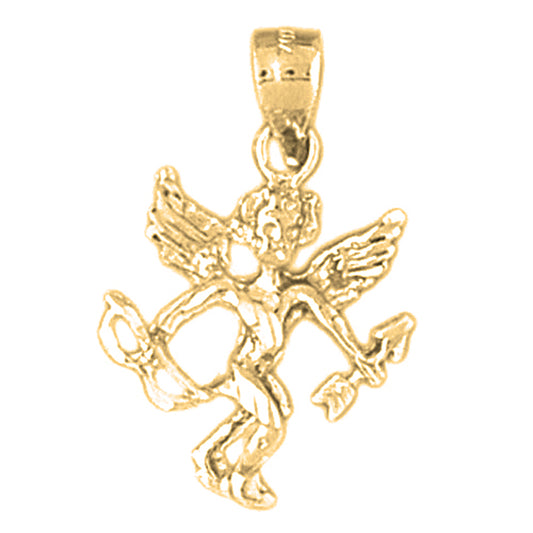 Yellow Gold-plated Silver Angel 3D Pendant