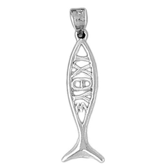 Sterling Silver Christian Fish With Ixoye Pendant