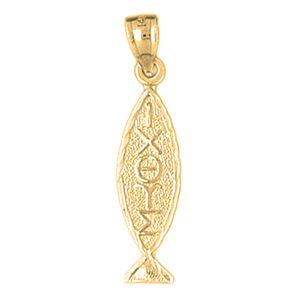 Yellow Gold-plated Silver Christian Fish With Ixoye Pendant