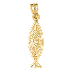 Yellow Gold-plated Silver Christian Fish With Ixoye Pendant