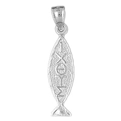 Sterling Silver Christian Fish With Ixoye Pendant