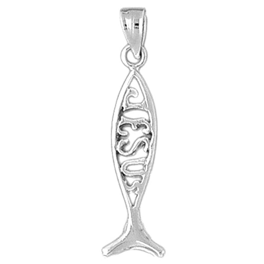 Sterling Silver Christian Fish With 'Jesus' Pendant