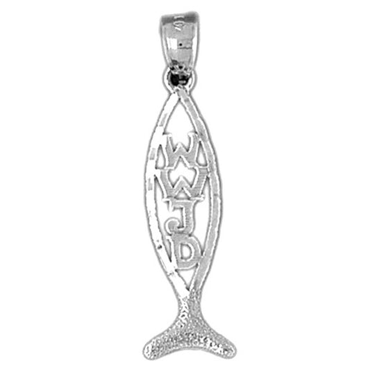 Sterling Silver Christian Fish With Wwjd Pendant