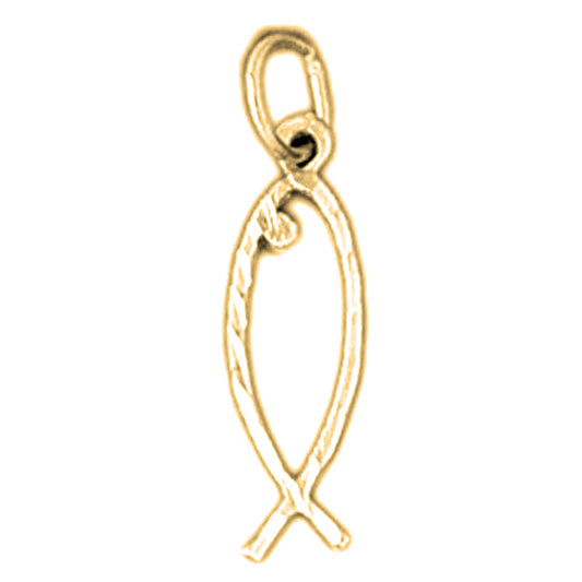 Yellow Gold-plated Silver Christian Fish Pendant