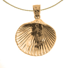 Muschelanhänger aus Sterlingsilber mit Meerjungfrau (rhodiniert oder gelbvergoldet)