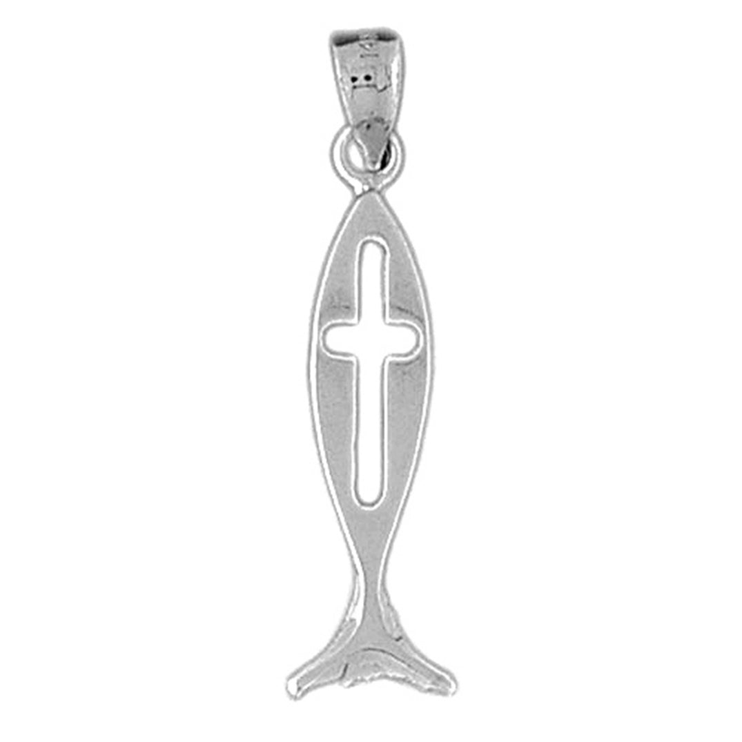 Sterling Silver Christian Fish With Cross Pendant