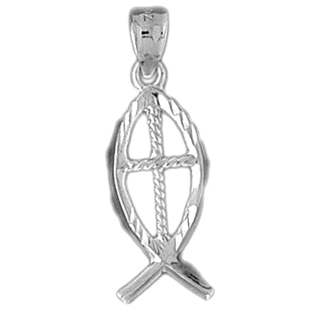 Sterling Silver Christian Fish With Cross Pendant