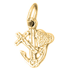 Yellow Gold-plated Silver Cross, Anchor,And Heart Pendant