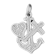Sterling Silver Cross, Anchor,And Heart Pendant