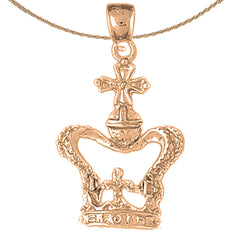 10K, 14K or 18K Gold Crown With Cross Pendant