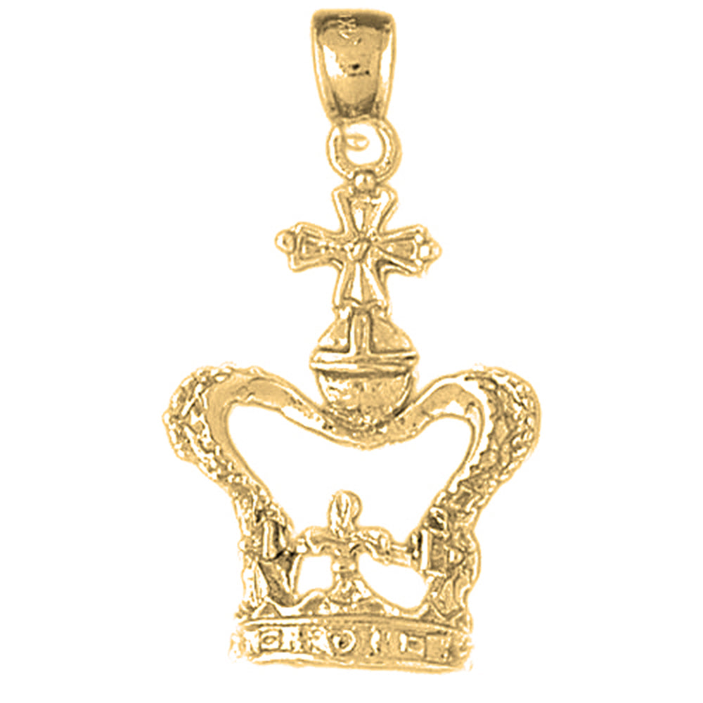 Yellow Gold-plated Silver Crown With Cross Pendant