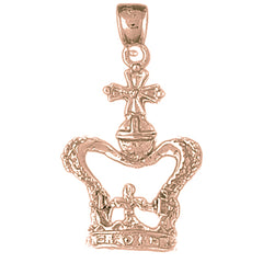 10K, 14K or 18K Gold Crown With Cross Pendant