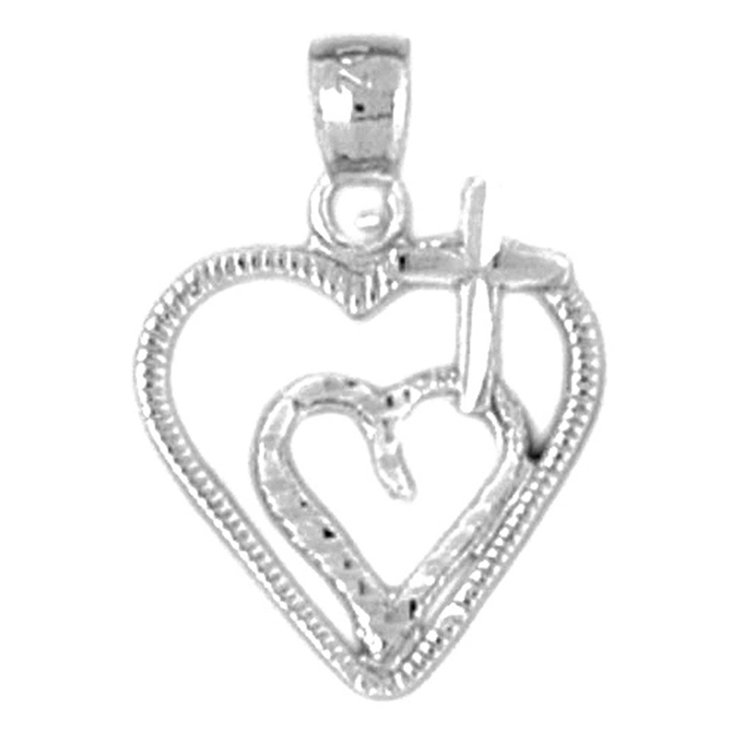Sterling Silver Heart With Cross Pendant