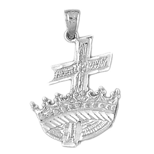 Sterling Silver Cross With Crown Pendant