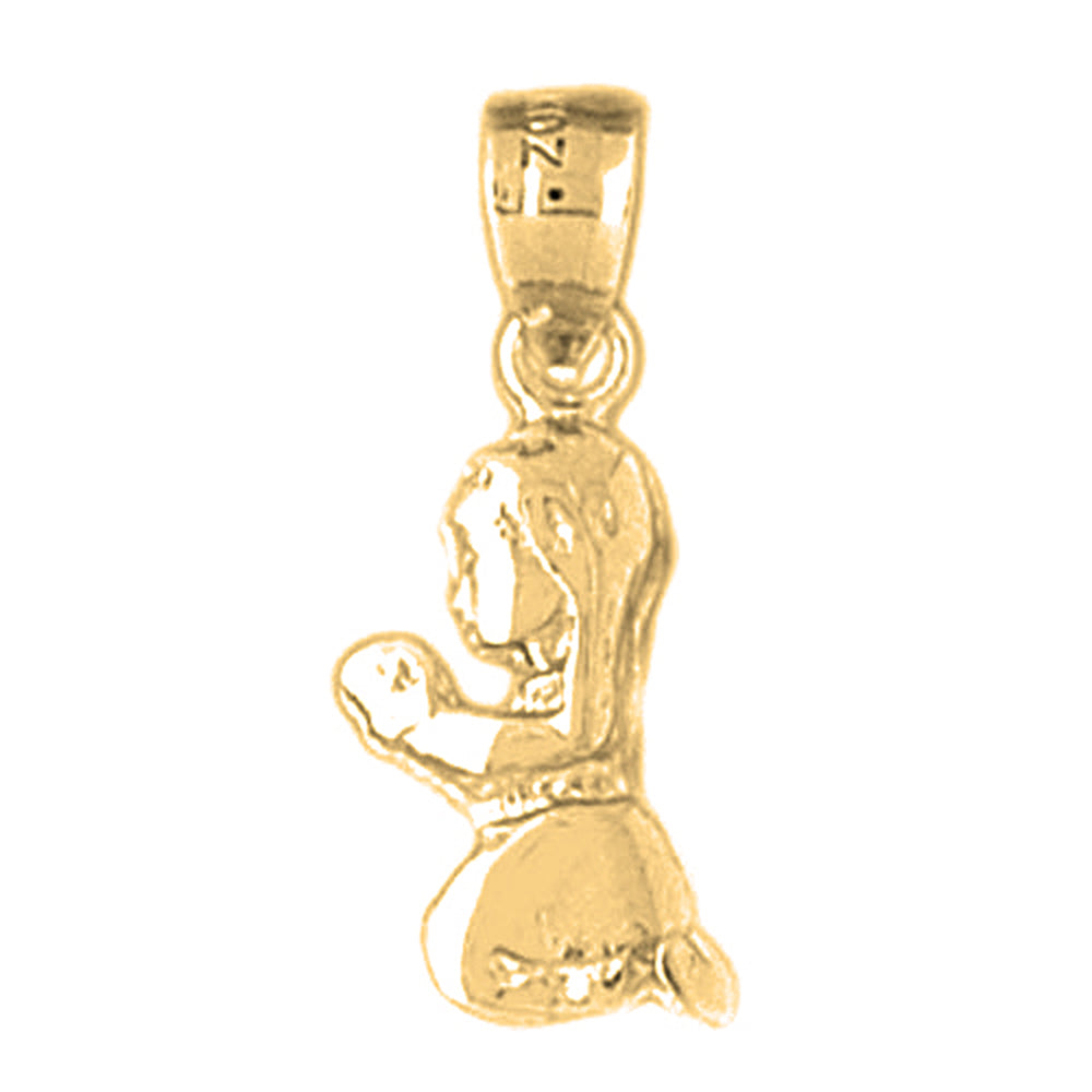 Yellow Gold-plated Silver Praying Girl Pendant