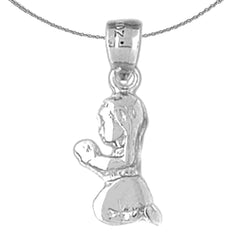Sterling Silver Praying Girl Pendant (Rhodium or Yellow Gold-plated)