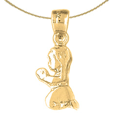 Sterling Silver Praying Girl Pendant (Rhodium or Yellow Gold-plated)