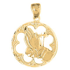 Yellow Gold-plated Silver Praying Hands Pendant