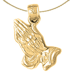 Sterling Silver Praying Hands Pendant (Rhodium or Yellow Gold-plated)