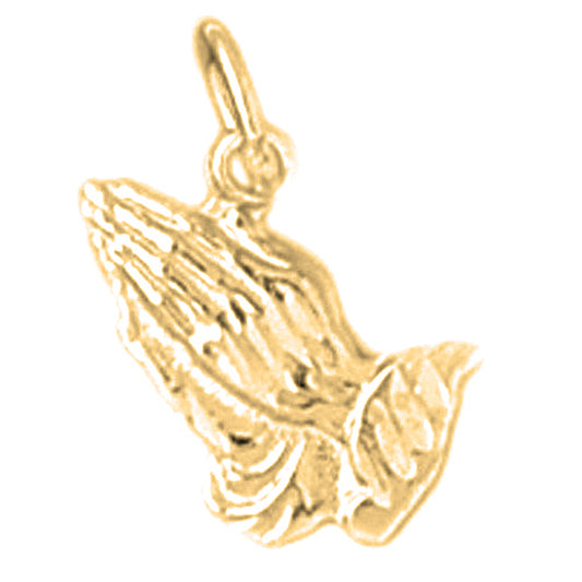 Yellow Gold-plated Silver Praying Hands Pendant