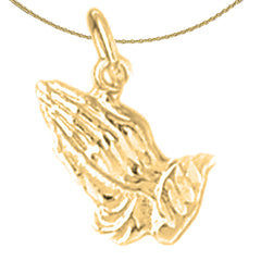 Sterling Silver Praying Hands Pendant (Rhodium or Yellow Gold-plated)