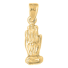 Yellow Gold-plated Silver Praying Hands 3D Pendant
