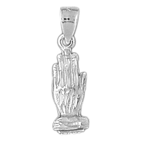 Sterling Silver Praying Hands 3D Pendant