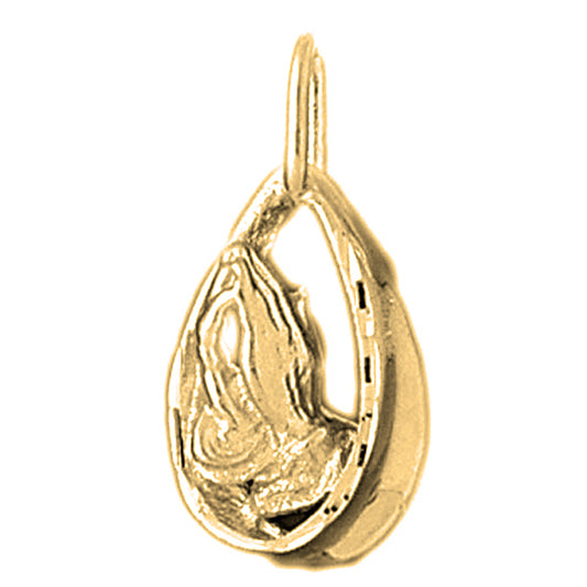 Yellow Gold-plated Silver Praying Hands Pendant