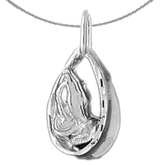 Sterling Silver Praying Hands Pendant (Rhodium or Yellow Gold-plated)