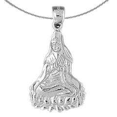 Sterling Silver Buddah Pendant (Rhodium or Yellow Gold-plated)