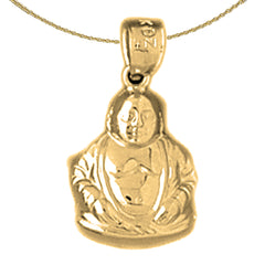 Sterling Silver Buddah Pendant (Rhodium or Yellow Gold-plated)