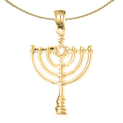 Sterling Silver Menorah Pendant (Rhodium or Yellow Gold-plated)